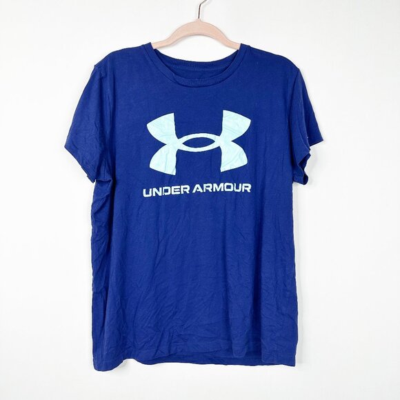 2/$30 Under Armour Sportstyle Logo Short Sleeve Tee Royal White XL #A0774 - Picture 3 of 7